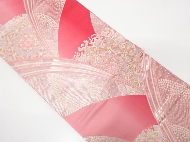 華紋に抽象模様織り出し　袋帯